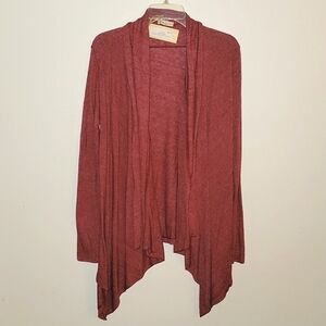 Yogi Wear Long Wrap Jersey Sweater Red Small draped cardigan
